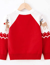 Christmas Boys Girls Sweaters Autumn Winter Children Cartoon Deer Knitted Pullover Jumpers Warm Outerwear Kids Casual Clothing
