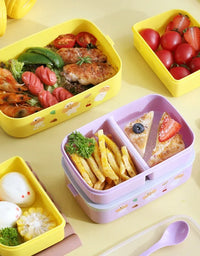 Cute Portable Lunch Box for Girls School Kids Plastic Picnic Bento Box Microwave Food Box with Compartments Storage Containers
