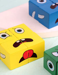 Kids Face Change Expression Puzzle Building Blocks Montessori Cube Table Game Toy Early Educational Toys for Children Gifts
