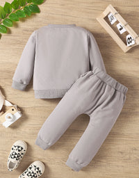 Autumn & Winter Newborn Baby ‘MAMA'S BOY’ Letter Embroidered Long Sleeved Pants Two-Piece Set
