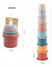 Siliconen Bouwsteen Baby Baby Stacking Cup Toys Early Educational Baby Bath Toys Stack Tower Gift 0 12 Months Boy Montessori Toy
