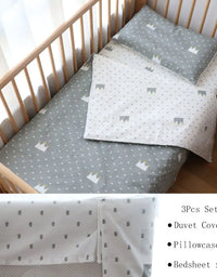 3 Pcs Baby Crib Bedding Set Cotton Bed Linens Boy Girl Cot kit Include Pillowcase Sheet Duvet Cover Children Room Decoration
