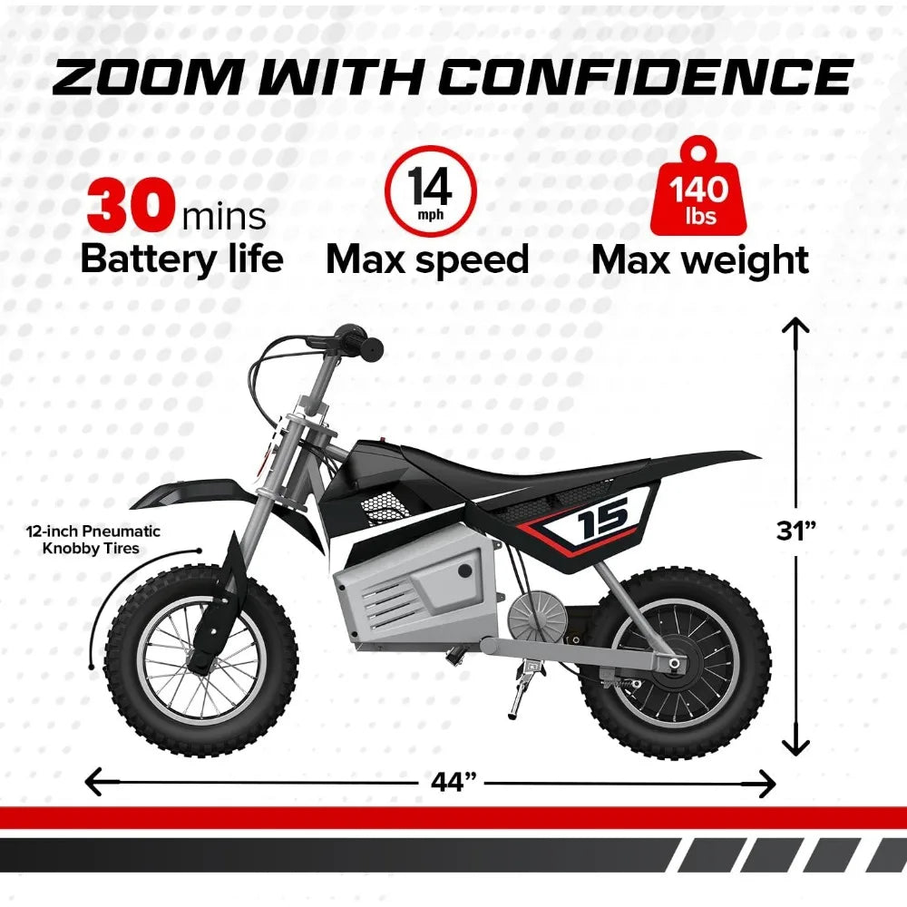 Electric Bike Kids Ride on 24V Electric Toy Motocross Motorcycle Dirt Bike, Speeds Up To 14 MPH, Ebiketoy gift for kids