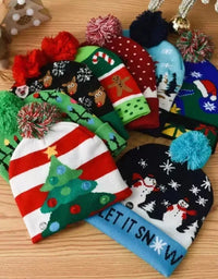 Christmas Hat Year Xmas Party Decor Creative Flashing Led Light Snowman Winter Warm Color Knitted Cap Christmas Gift Christmas
