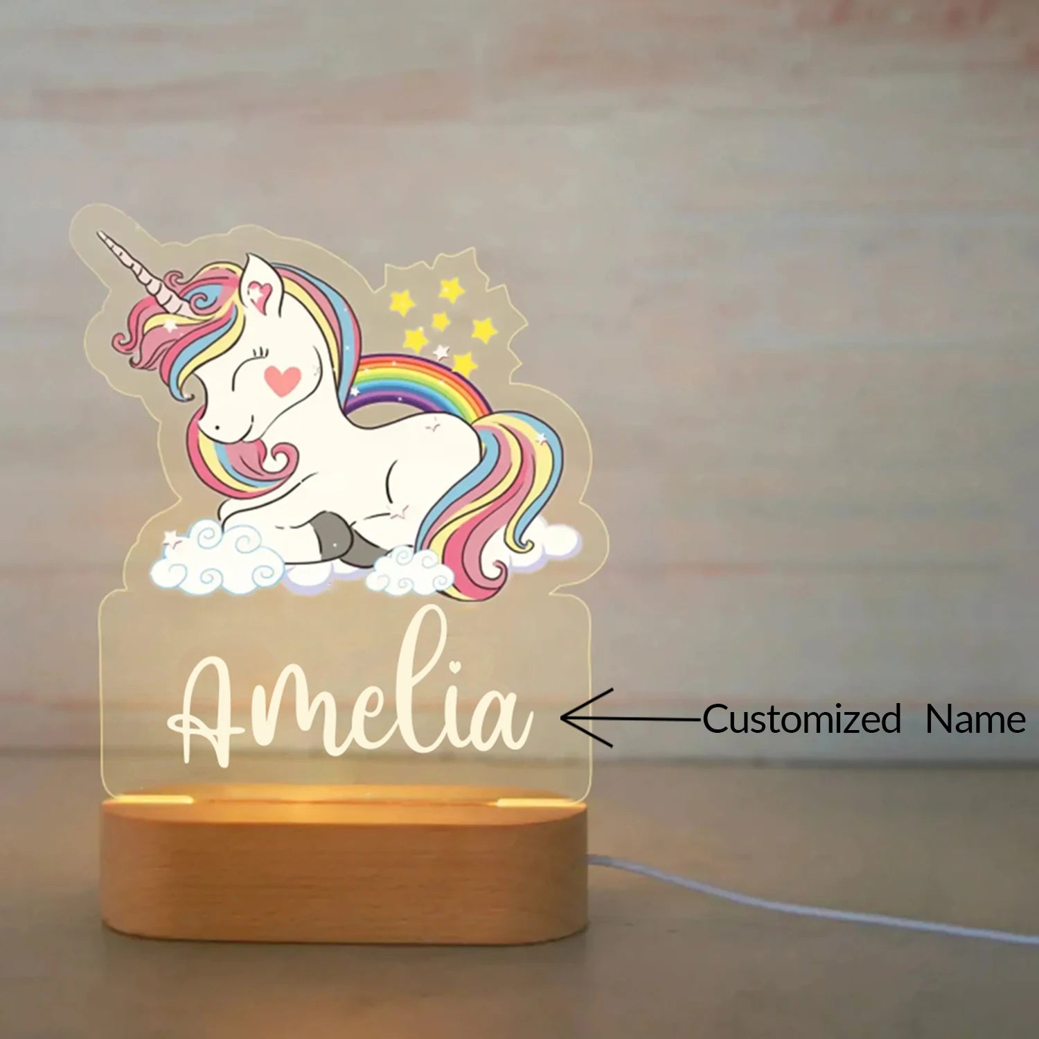 Personalized Children Animal Night Light Custom Name Acrylic Lamp Baby Kids Bedroom Decoration Neonate Christmas Birthday Christmas Gift