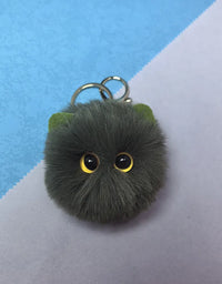 Black Plush Cat Keychain for Women Soft Faux Fur Ball Kitten Keyring Bag Pendant Car Key Chain Girl Kids Couple Gift
