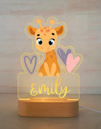 Personalized Children Animal Night Light Custom Name Acrylic Lamp Baby Kids Bedroom Decoration Neonate Christmas Birthday Christmas Gift
