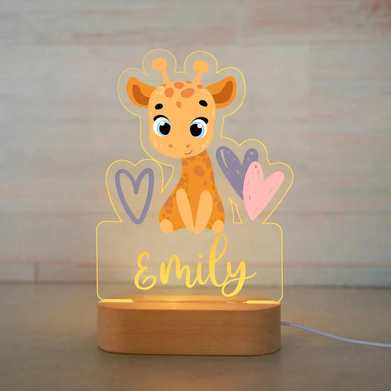 Personalized Children Animal Night Light Custom Name Acrylic Lamp Baby Kids Bedroom Decoration Neonate Christmas Birthday Christmas Gift