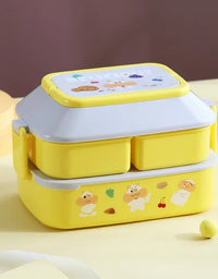 Cute Portable Lunch Box for Girls School Kids Plastic Picnic Bento Box Microwave Food Box with Compartments Storage Containers
