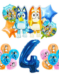 Blueies Birthday Party Decoration Foil Latex Balloon For Kids Event Supplies Blue Dog Disposable Tableware Banner Backdrop
