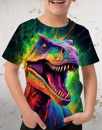 Children's Clothing Boys Tshirt Short Sleeve Child T-Shirt 3D Dinosaur Print Casual Kids Summer Clothes Girls Clothes Tops Tee
