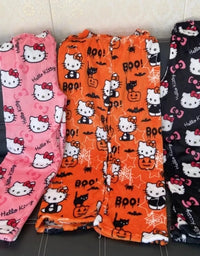 Sanrio Hello Kitty Y2k Kawaii Anime Flannel Pajamas Women'S Warm Woolen Cartoon Casual Home Pants Autumn Winter Fashion Trousers
