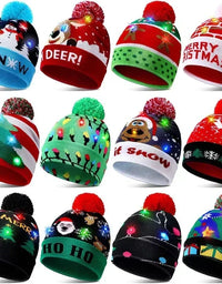 Christmas Hat Year Xmas Party Decor Creative Flashing Led Light Snowman Winter Warm Color Knitted Cap Christmas Gift Christmas
