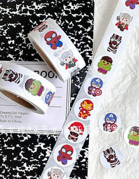 New 500PCS Avengers Roll Sticker MV Decorative Seal Sticker Circular Alliance Hulk Steel Iron Man Sticker Kids Gift Kawaii
