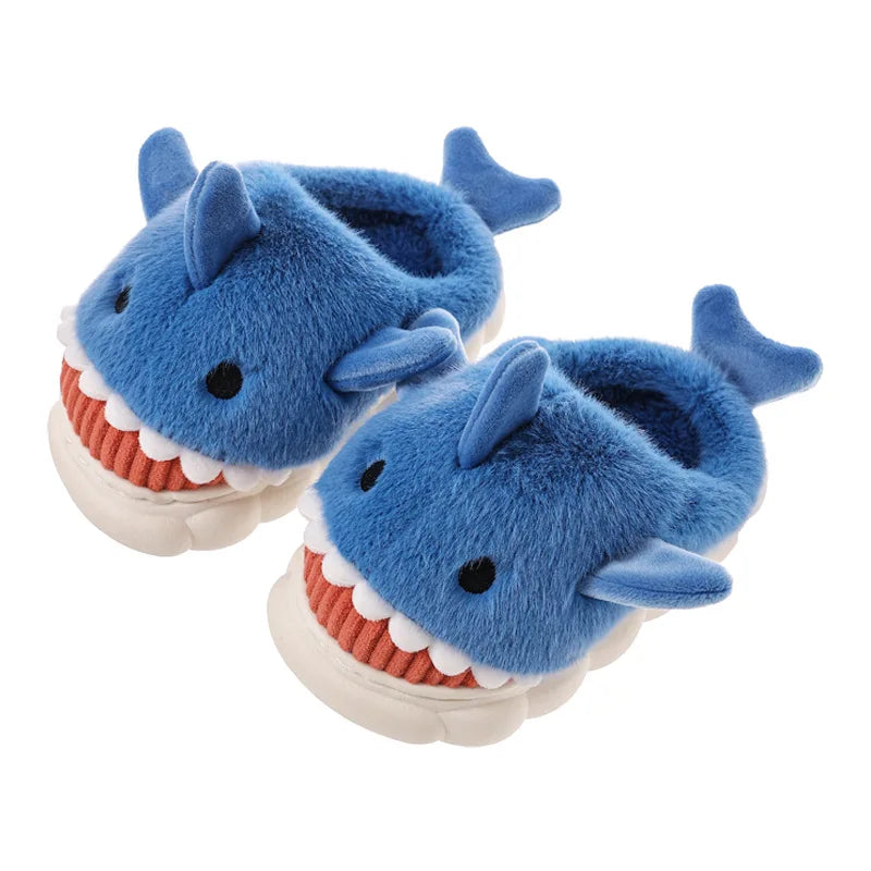 Children's Cotton Slippers for Boys and Girls Cute Cartoon Shark Slippers Autumn and Winter Home Indoor Baby Thick-soled Slip...