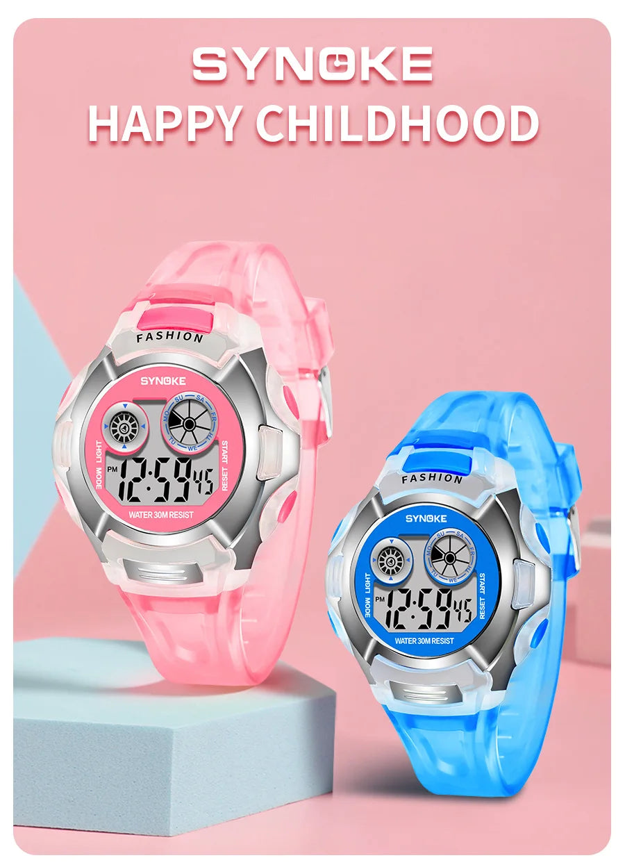 Student Electronic Watch Waterproof Sports Children Watch Glow Multi Function Digital Watch Seven Colors Light Gift