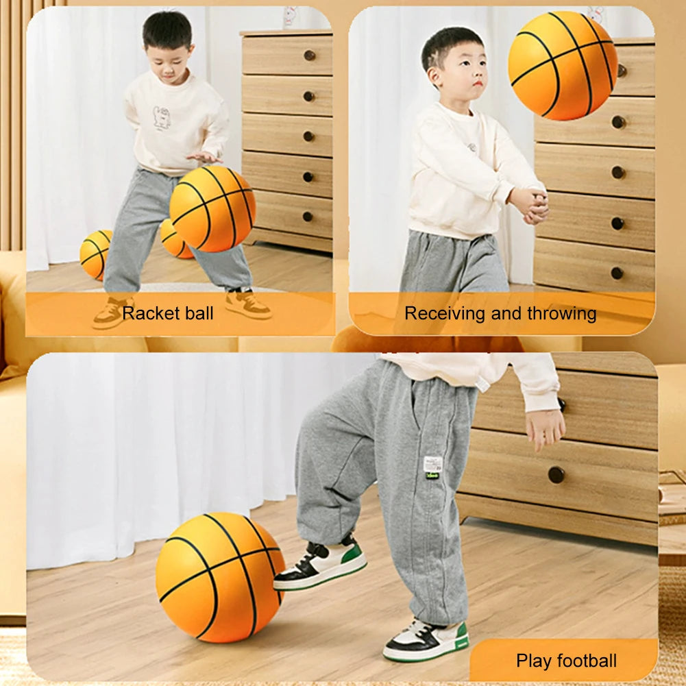 1-5pcs Bouncing Mute Ball Indoor Silent Basketball with Hoop High-Resilience Lightweight Foam Basketball 18/21/24cm Kids Gifts