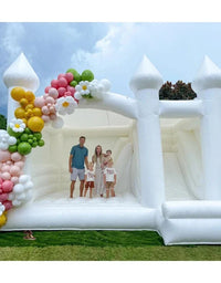 Giant White Bounce House Inflatable Bouncy Castle with Slide full PVC Jump House for kids Birthday, Party, Wedding
