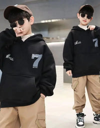 Boys Fashion Hoodies 2024 Autumn Winter Kids Sweatshirts New Handsome  Long Sleeved Clothes Big Children Loose Hooded Tops
