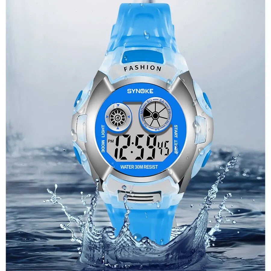 Student Electronic Watch Waterproof Sports Children Watch Glow Multi Function Digital Watch Seven Colors Light Gift