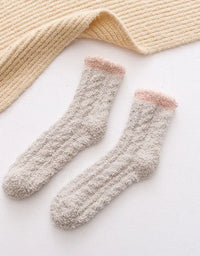 Autumn Winter Coral Velvet Socks Cute Cat Claw Socks For Women Children Girls Middle Tube Thickened Sleep Socks Home Floor Socks
