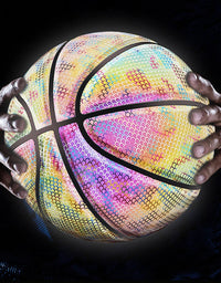 PU Basketball Reflective Ball Glowing Durable Basketball Luminous Luminous Basketballs Gifts Toys For Indoor Outdoor Night Game
