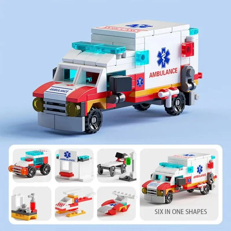 Children's puzzle assembly blocks  fire trucks  police cars  ambulances  planes  tanks  boys  birthday gift models  ornaments