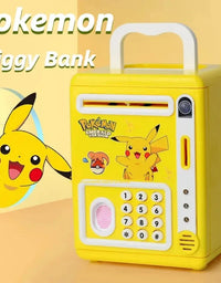 Anime Pikachu Pokemon Piggy Bank Electronic Password Money Box Music Cash Saving Box Auto Scroll Paper Banknote Children Gifts
