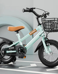 Kids Bike Bicycle for Girls Ages 3-7 Years with Training Safety Auxiliary Wheels Basket Kids High Carbon Steel Bicycle
