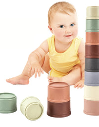 Siliconen Bouwsteen Baby Baby Stacking Cup Toys Early Educational Baby Bath Toys Stack Tower Gift 0 12 Months Boy Montessori Toy
