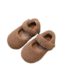 Winter New Children Flat Shoes Fur Cover Toe Light Warm Kids Casual Shoe 2024 Plush Warm Non-slip Leisure Comfy Boys Girls Shoe
