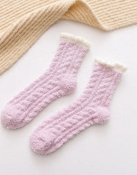 Autumn Winter Coral Velvet Socks Cute Cat Claw Socks For Women Children Girls Middle Tube Thickened Sleep Socks Home Floor Socks
