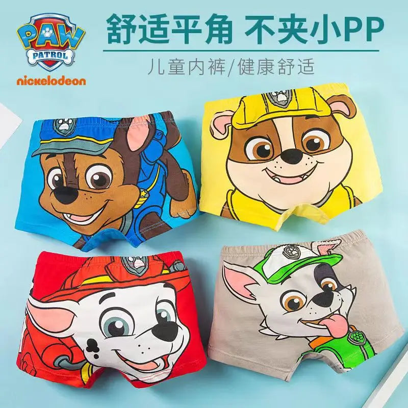 4PCS/SET Genuine Paw Patrol Boys Undepants Cotton Breathable Underwear 3-7-9-10-year-old kids Four Corner briefs Children Gift