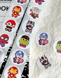 New 500PCS Avengers Roll Sticker MV Decorative Seal Sticker Circular Alliance Hulk Steel Iron Man Sticker Kids Gift Kawaii
