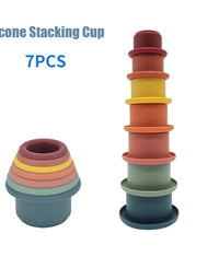 Siliconen Bouwsteen Baby Baby Stacking Cup Toys Early Educational Baby Bath Toys Stack Tower Gift 0 12 Months Boy Montessori Toy
