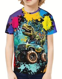 Children's Clothing Boys Tshirt Short Sleeve Child T-Shirt 3D Dinosaur Print Casual Kids Summer Clothes Girls Clothes Tops Tee
