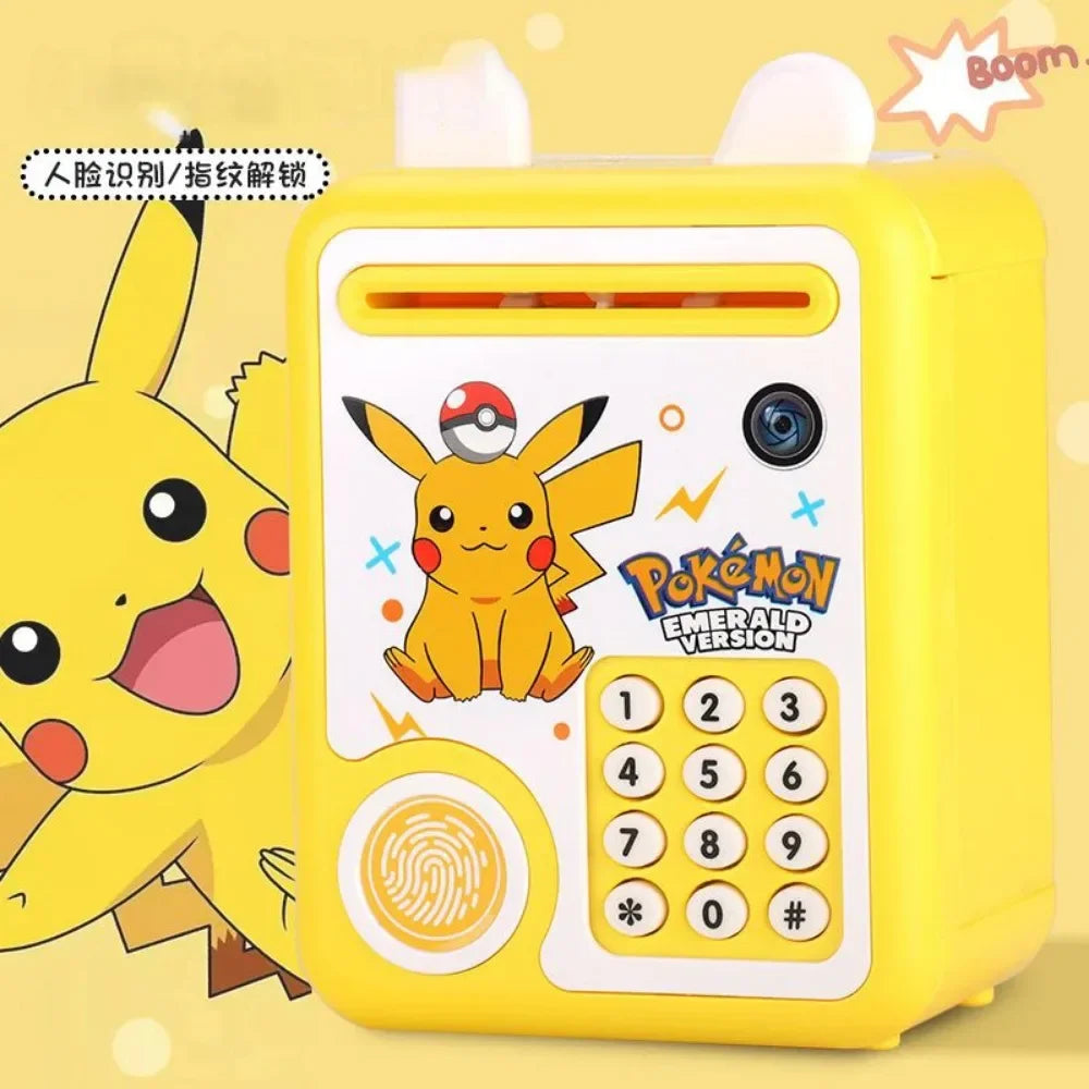 Anime Pikachu Pokemon Piggy Bank Electronic Password Money Box Music Cash Saving Box Auto Scroll Paper Banknote Children Gifts