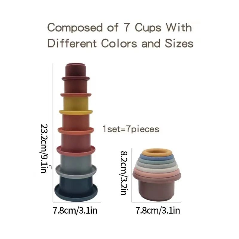 Siliconen Bouwsteen Baby Baby Stacking Cup Toys Early Educational Baby Bath Toys Stack Tower Gift 0 12 Months Boy Montessori Toy