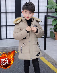 Boys Down Jacket Coat Overcoat Cotton 2023 Blue Warm Thicken Winter Plus Size Children's Clothing
