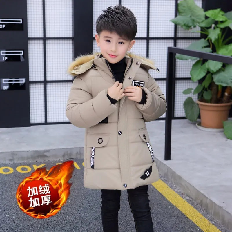 Boys Down Jacket Coat Overcoat Cotton 2023 Blue Warm Thicken Winter Plus Size Children's Clothing