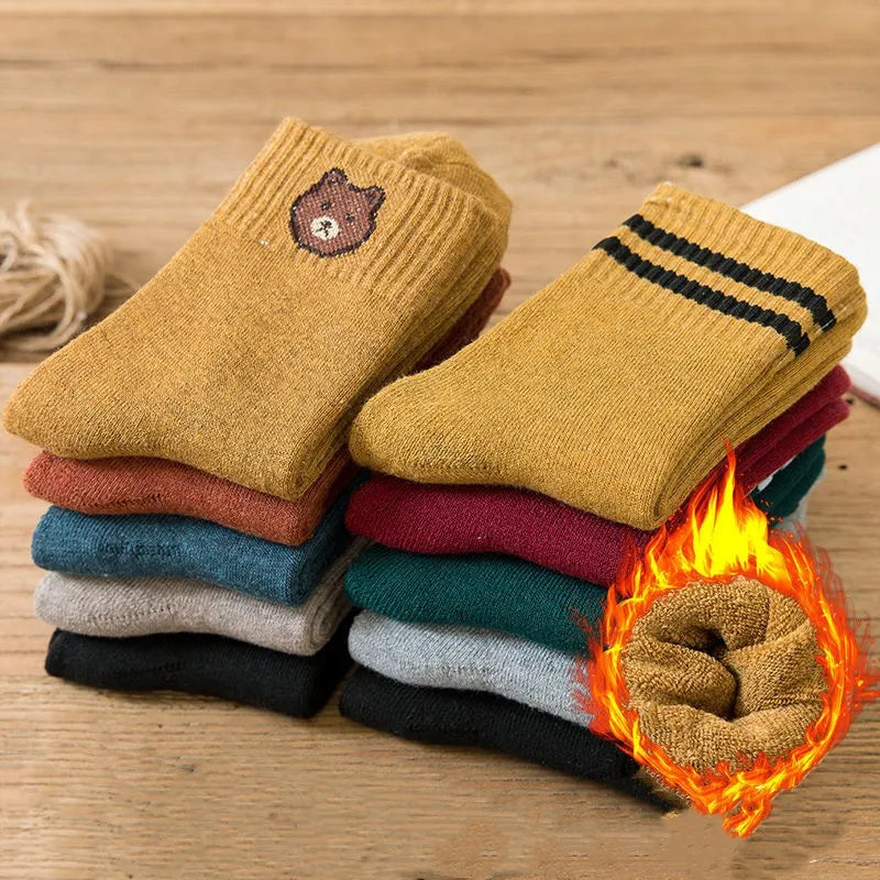 5 Pairs Warm Plush Kids Socks Autumn And Winter Plush Thicken Toddler Boys Girls Cotton Socks 1 to 12 Years Children Socks