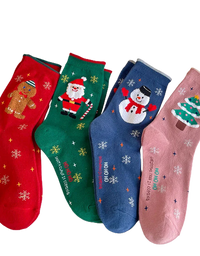 4 Pairs of Kids Christmas Socks, Cozy Comfy Funny Children Christmas Socks For Boys Girls Baby Toddlers Cotton Warm Socks
