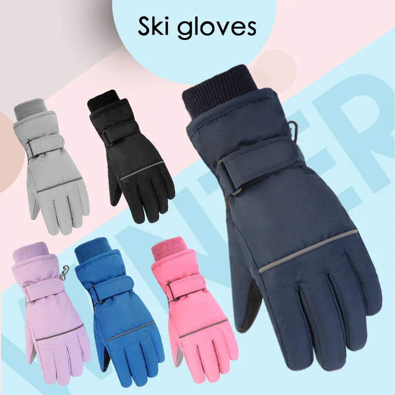 High Quality Kids Ski Gloves Winter Snowboard Snow Children Glove for Boys Girl Waterproof Thicken Mittens Keep Finger Warm 2023