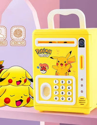 Anime Pikachu Pokemon Piggy Bank Electronic Password Money Box Music Cash Saving Box Auto Scroll Paper Banknote Children Gifts
