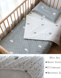 3 Pcs Baby Crib Bedding Set Cotton Bed Linens Boy Girl Cot kit Include Pillowcase Sheet Duvet Cover Children Room Decoration
