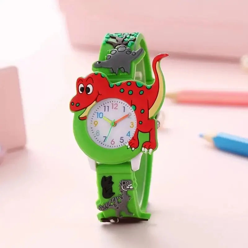 Kids Cartoon 3D Dinosaur Silicone Quartz Watch Student Watch