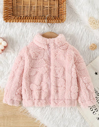 Autumn And Winter Girls' Outerwear Cute Fur Coat Jacket Sweet Solid Color Warm Baby Girl Clothing
