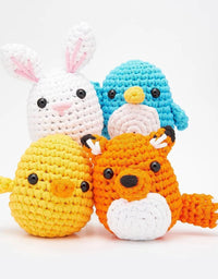 Kids Beginner Crochet Kit Cotton Knitting Yarn Thread Needles Hook Knit Tool Set Animal DIY Craft for Beginners
