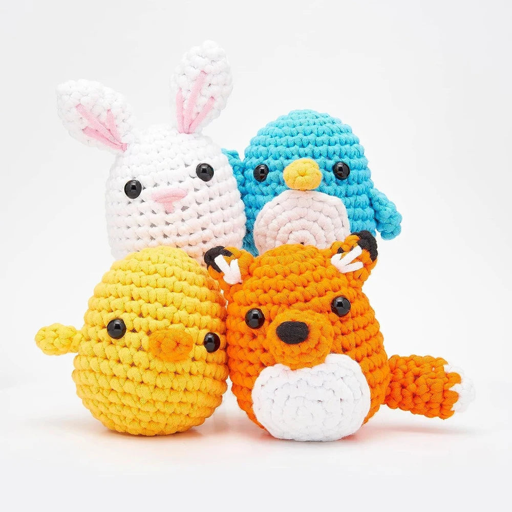 Kids Beginner Crochet Kit Cotton Knitting Yarn Thread Needles Hook Knit Tool Set Animal DIY Craft for Beginners