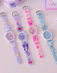 New Sanrio Silicone Watch Kawaii Cartoon Cinnamoroll Hello Kitty Melody Kuromi Quartz Watches Cute Anime Birthday Gifts for Kids
